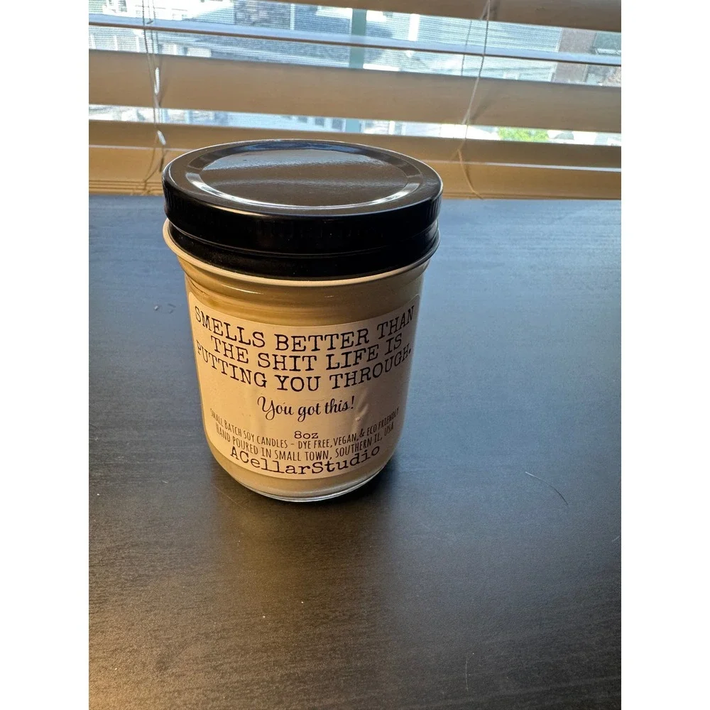 Soy Candle 8oz Cream Blueberry‎ Cobbler Snarky Funny Gift (used once)